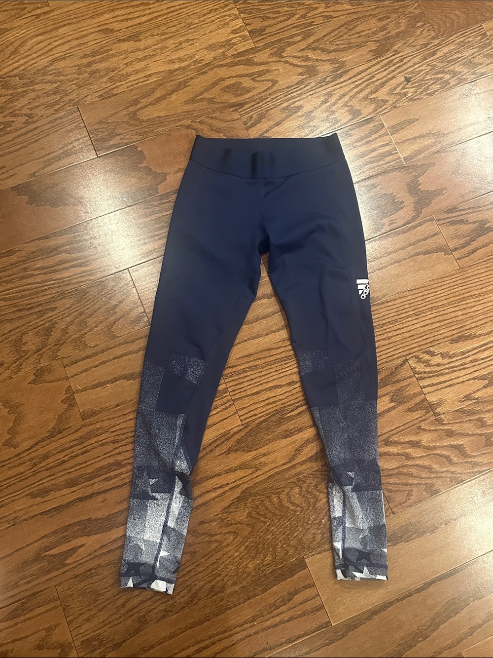 adidas Navy Leggings with Gradient Star Ankles